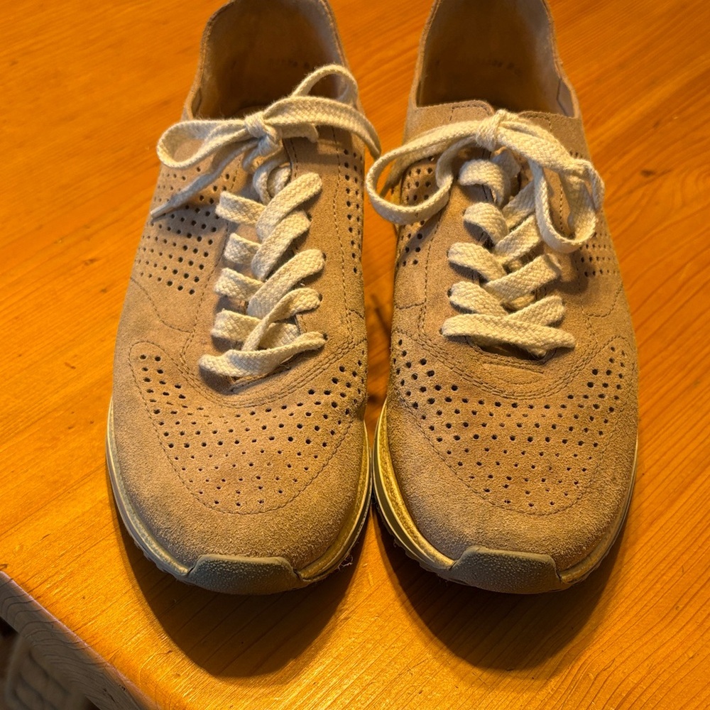 Paul Green Beige Suede Perforated Sneakers